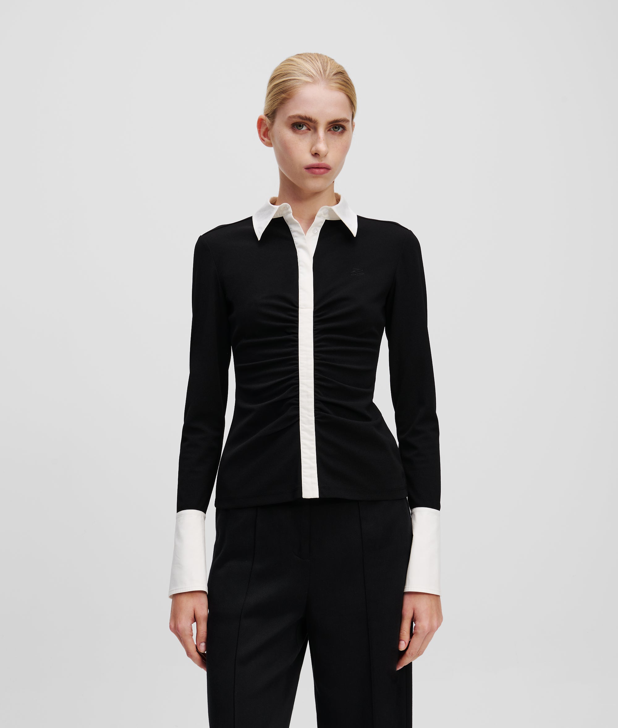 KARL ESSENTIAL LONG-SLEEVED POLO SHIRT