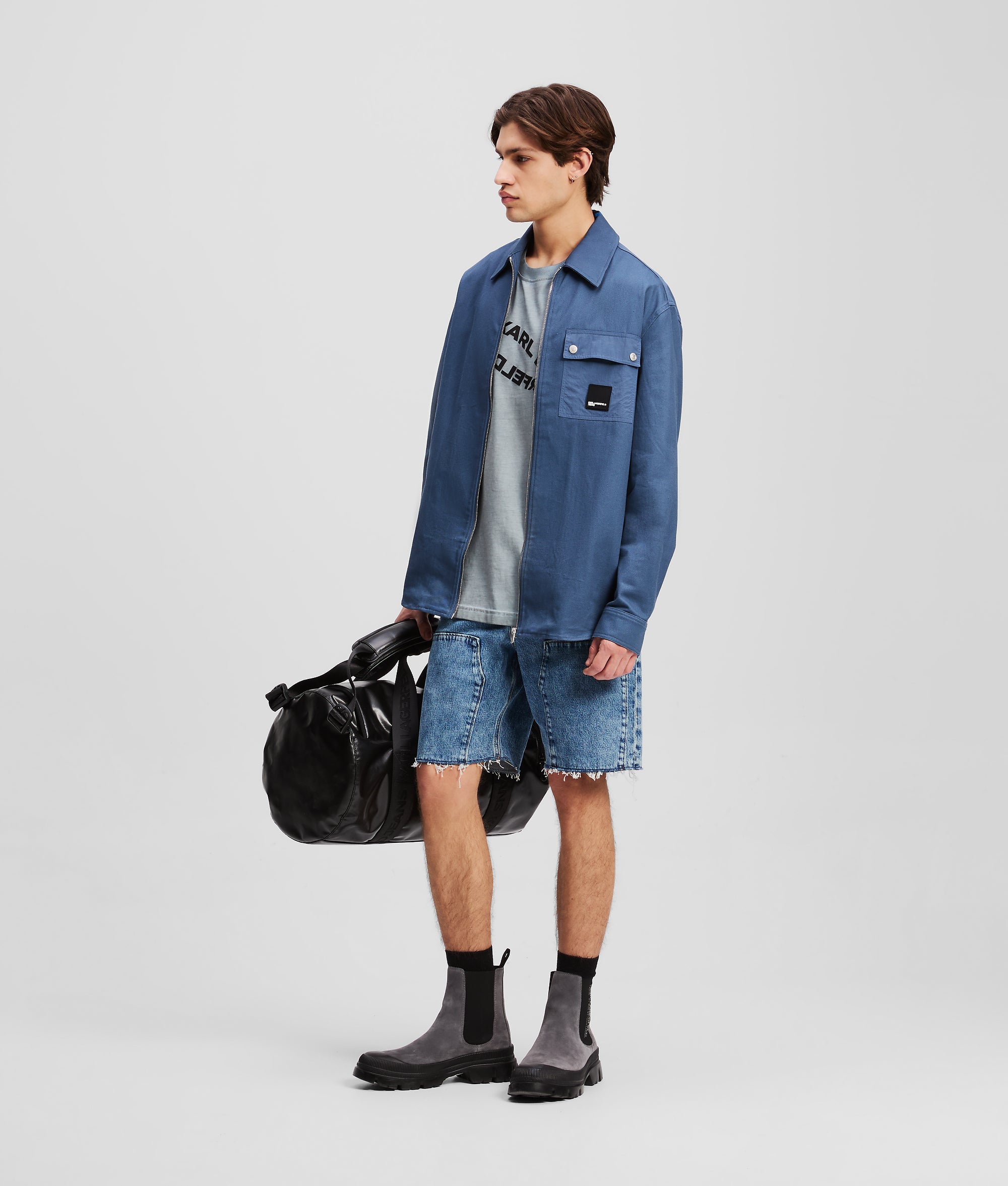 MIXED-MATERIAL OVERSHIRT - Image 4
