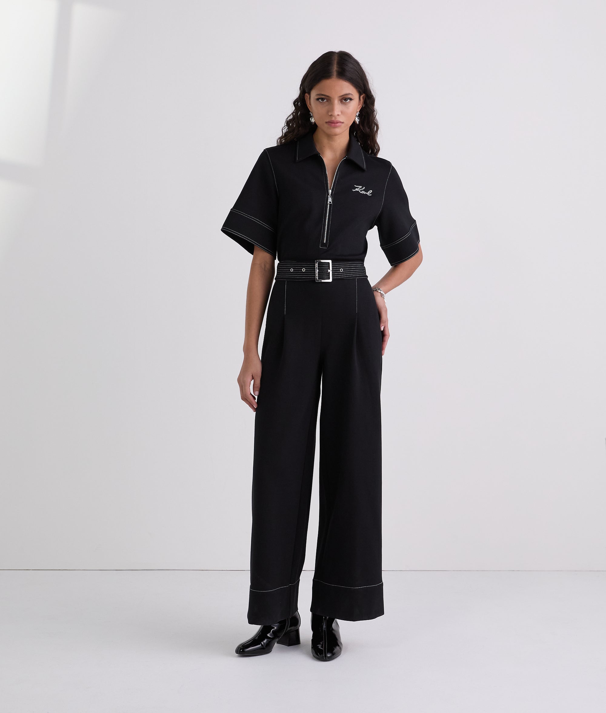 CONTRAST STITCH JUMPSUIT