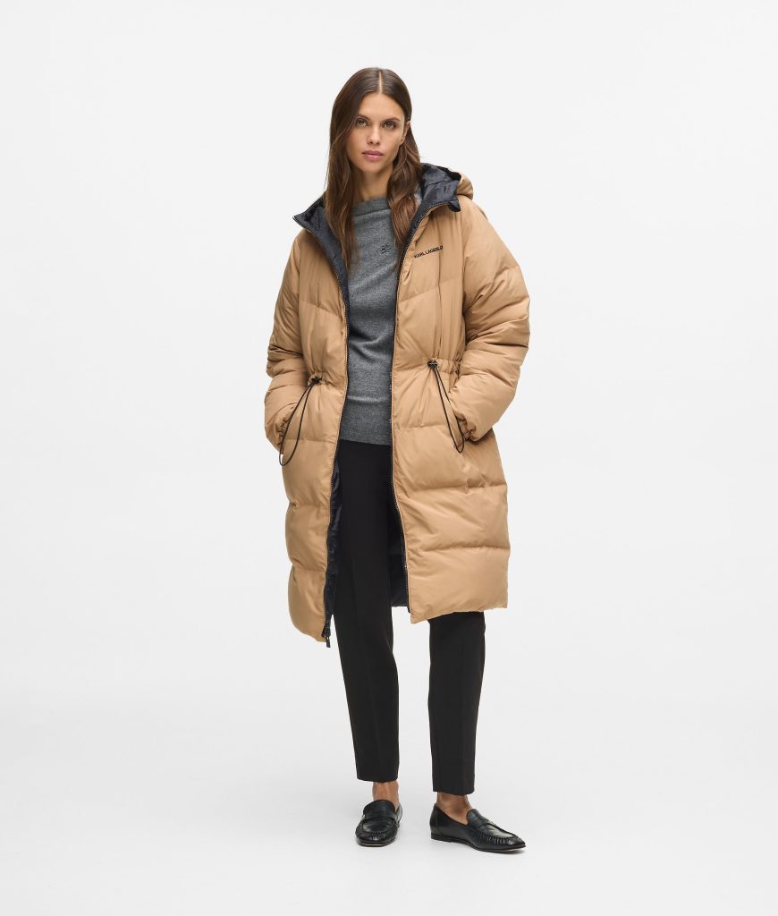 Reversible long puffer jacket