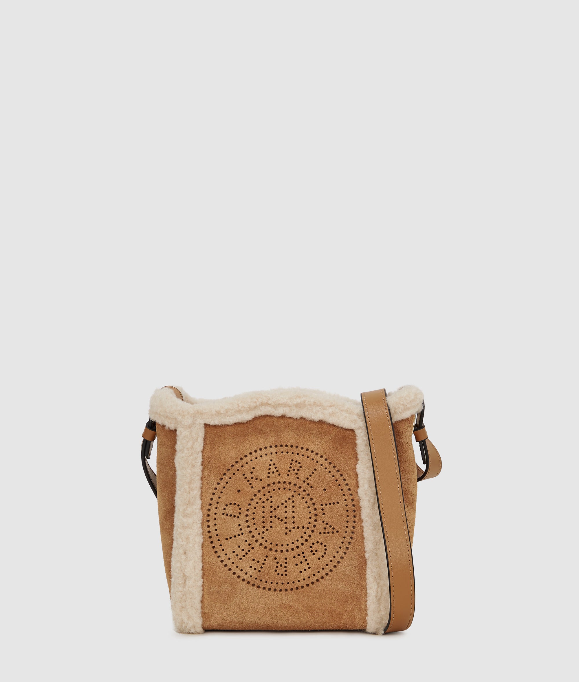 K/Circle small shearling bucket bag