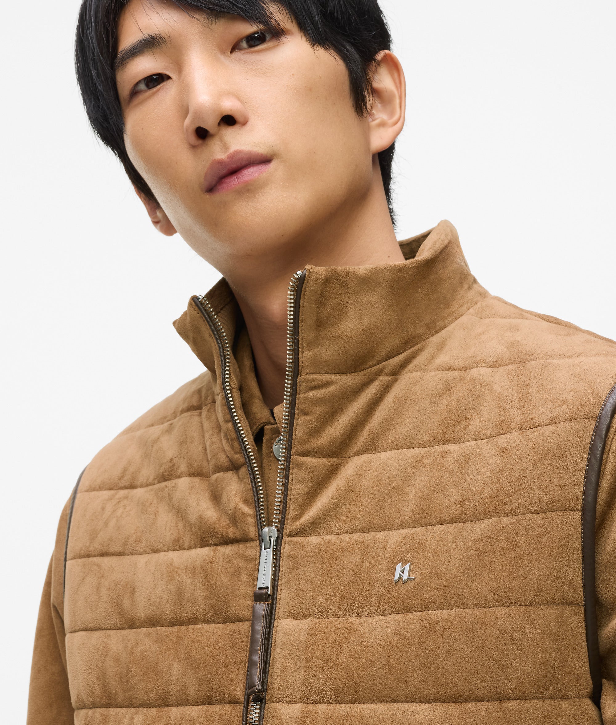 Quilted faux suede gilet - Image 2