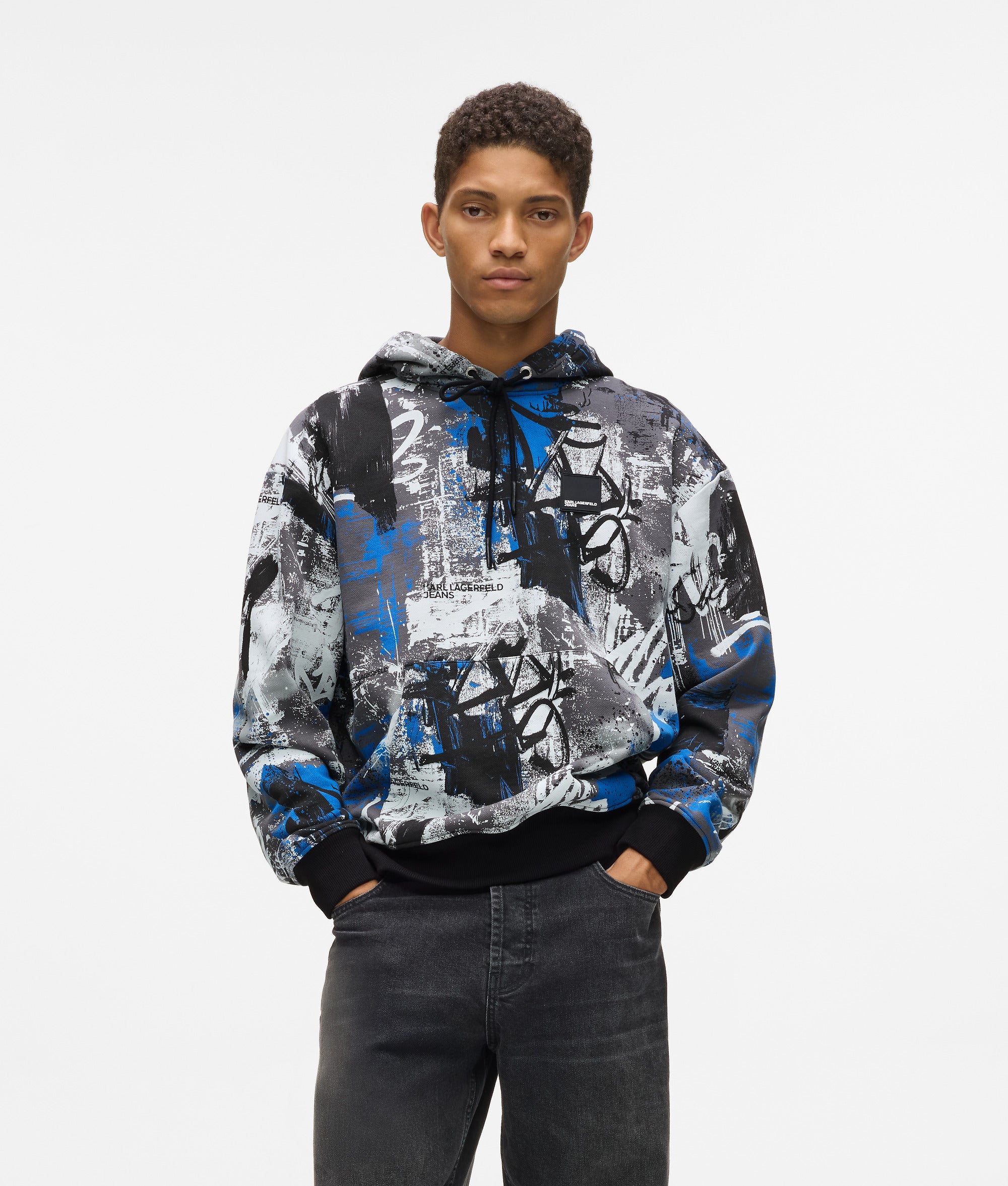 All-over paint-effect hoodie