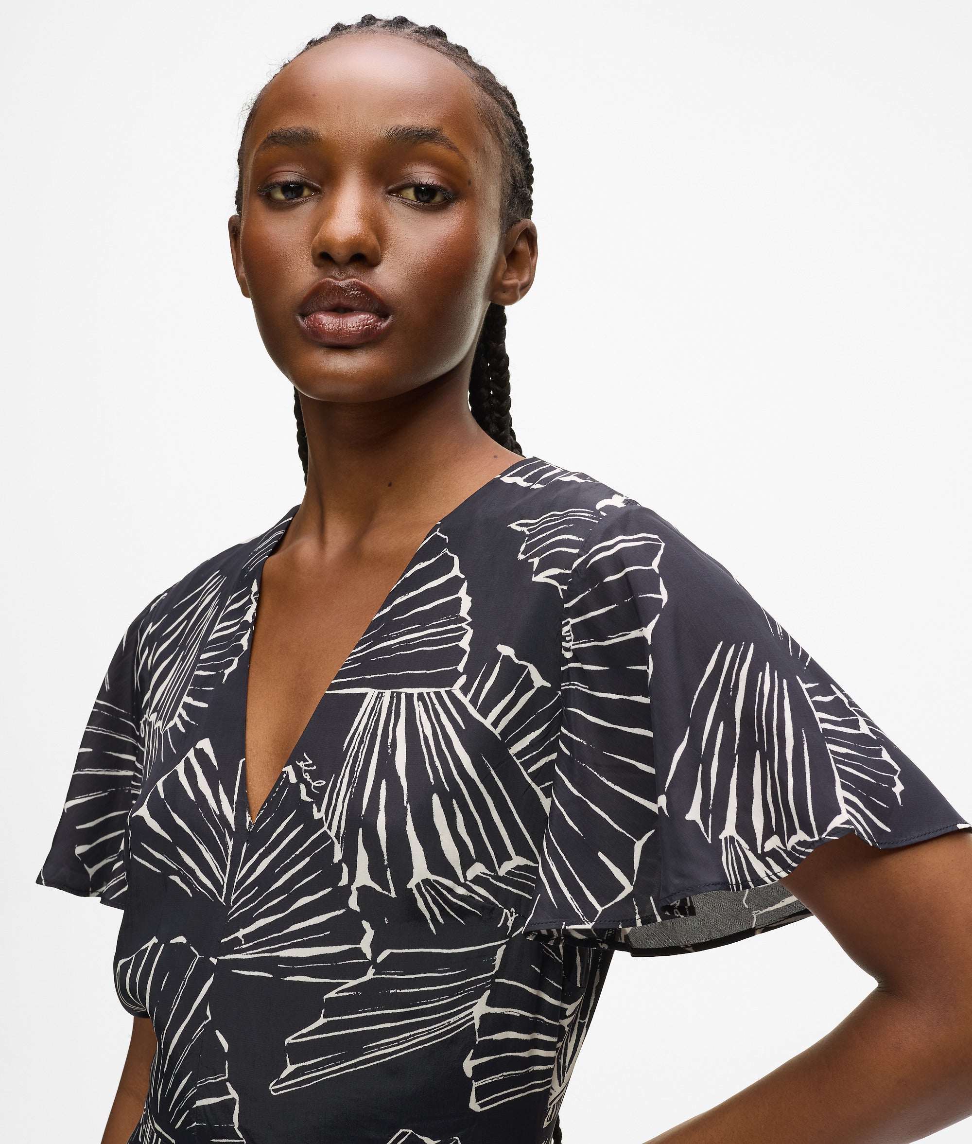 Fan print V-neck dress - Image 2